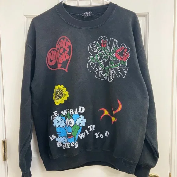 NEW Goat Crew Black Thank You for Being You Graphic Sweatshirt Size S - Picture 1 of 10